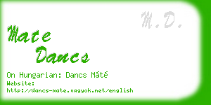 mate dancs business card
